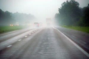 Raining on the highway