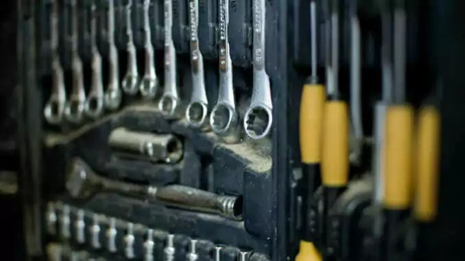 Assorted wrenches and tools for truck drivers