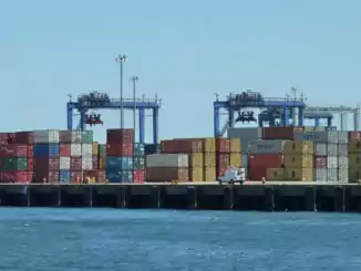 Seaport with many shipping containers