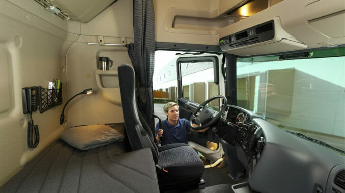 Inside the sleeper cab of a truck