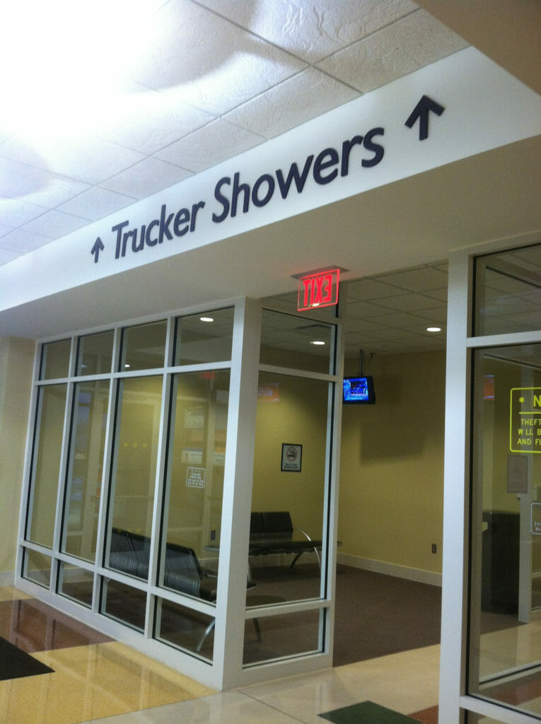Signage for truck driver showers