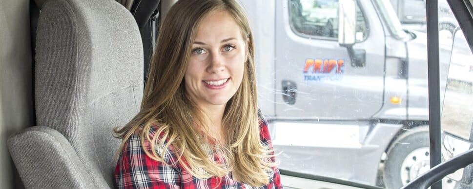 Truck driver April Halter with Pride Transportation