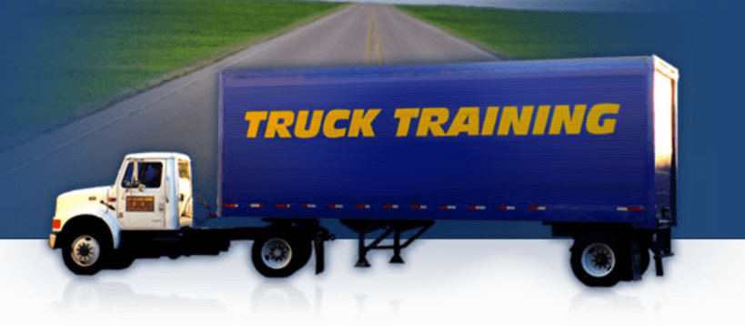 Blue trailer with "Truck Training" written on the side
