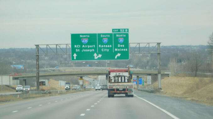 Kansas highway with signs