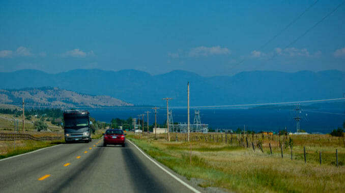 Montana road with other vehicles