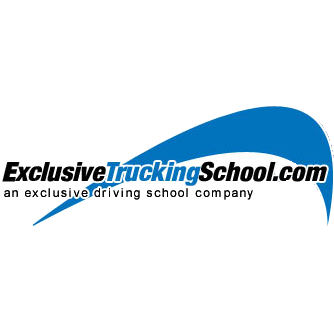Exclusive Trucking School blue and white Logo