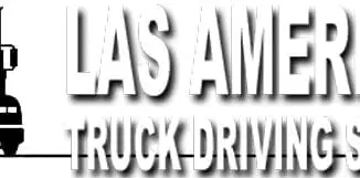 Las Americas Truck Driving School Logo black and white truck